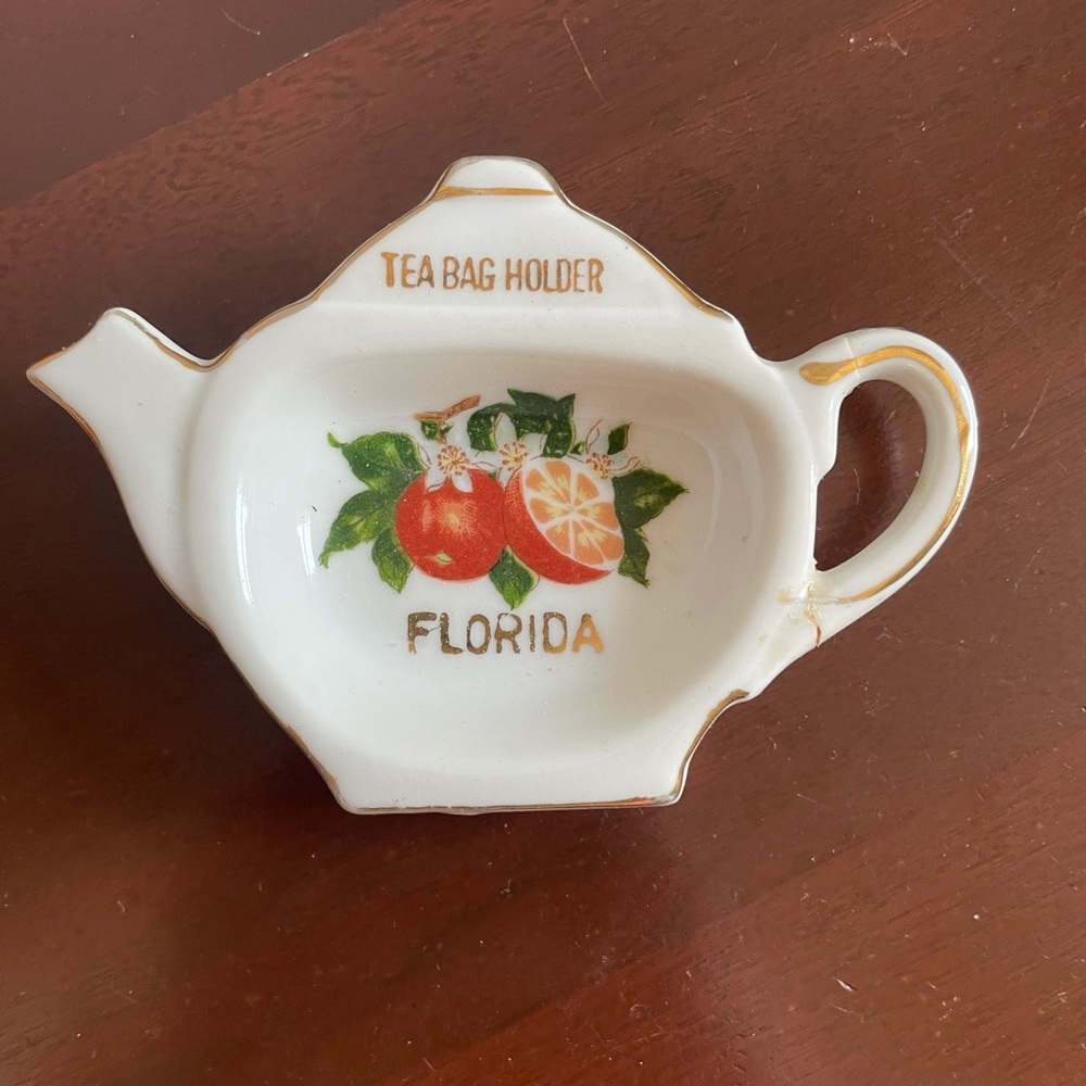 Vintage Ceramic “Florida” Souvenir Tea Bag Holder